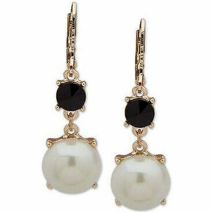 Anne Klein Gold-Tone Stone &amp; Imitation Pearl Drop Earrings ? Pearl