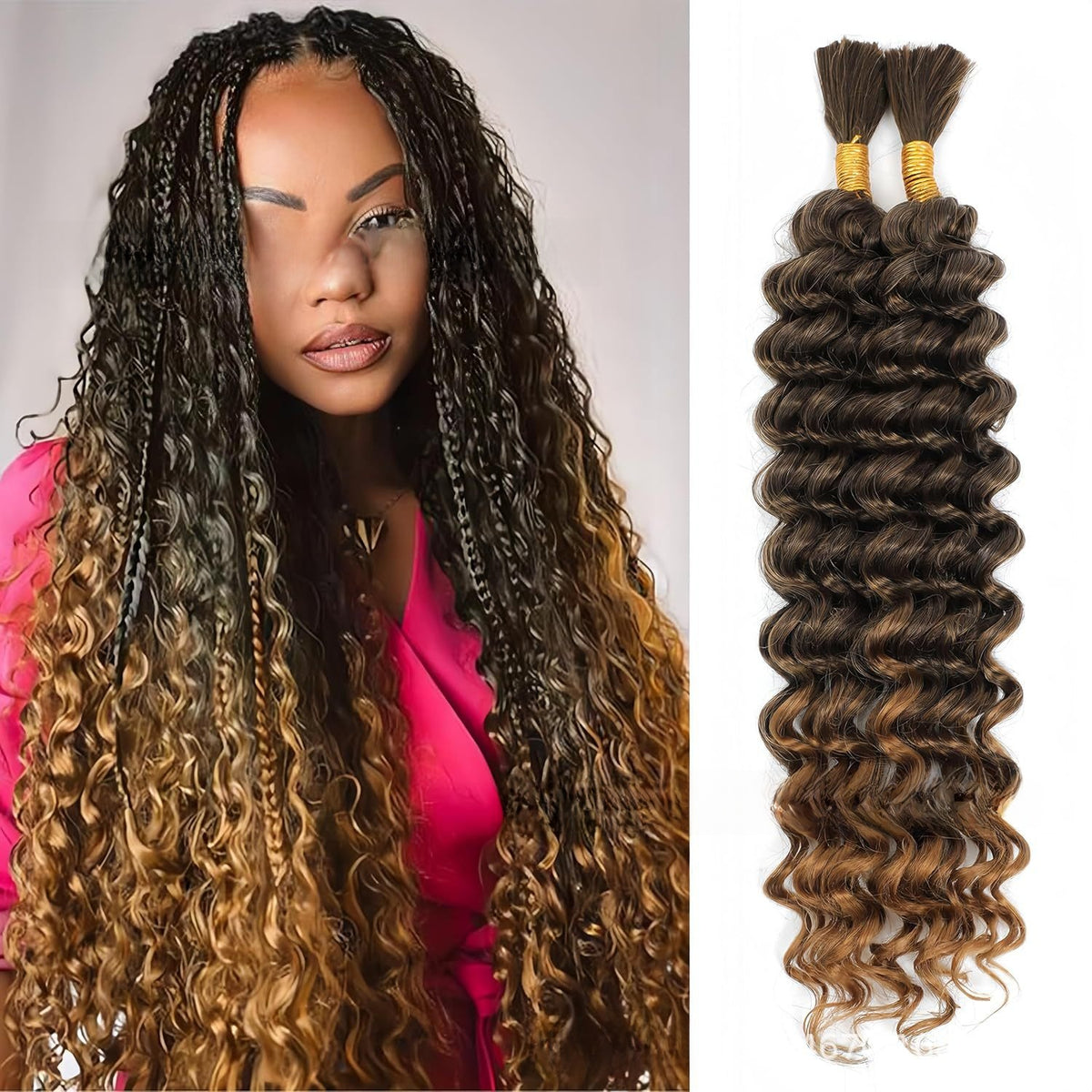 Deep Wave Bohemian Braid Wig Hand-Woven Hair Extensions