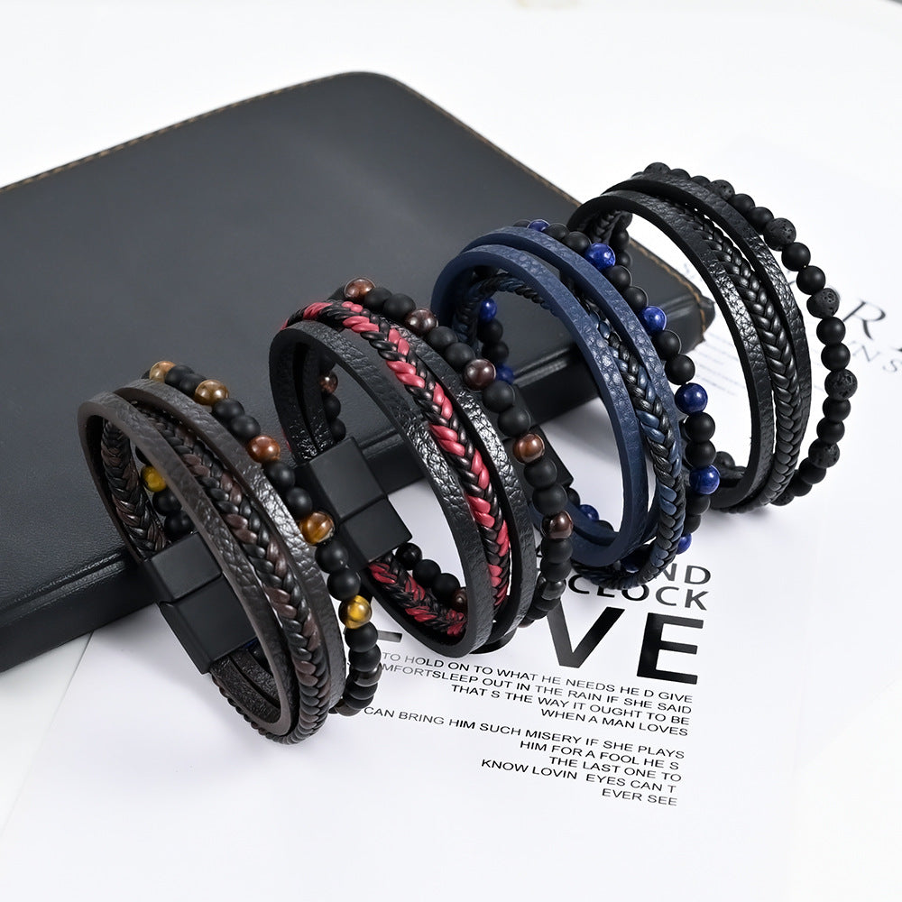 Multi-layered woven bracelet