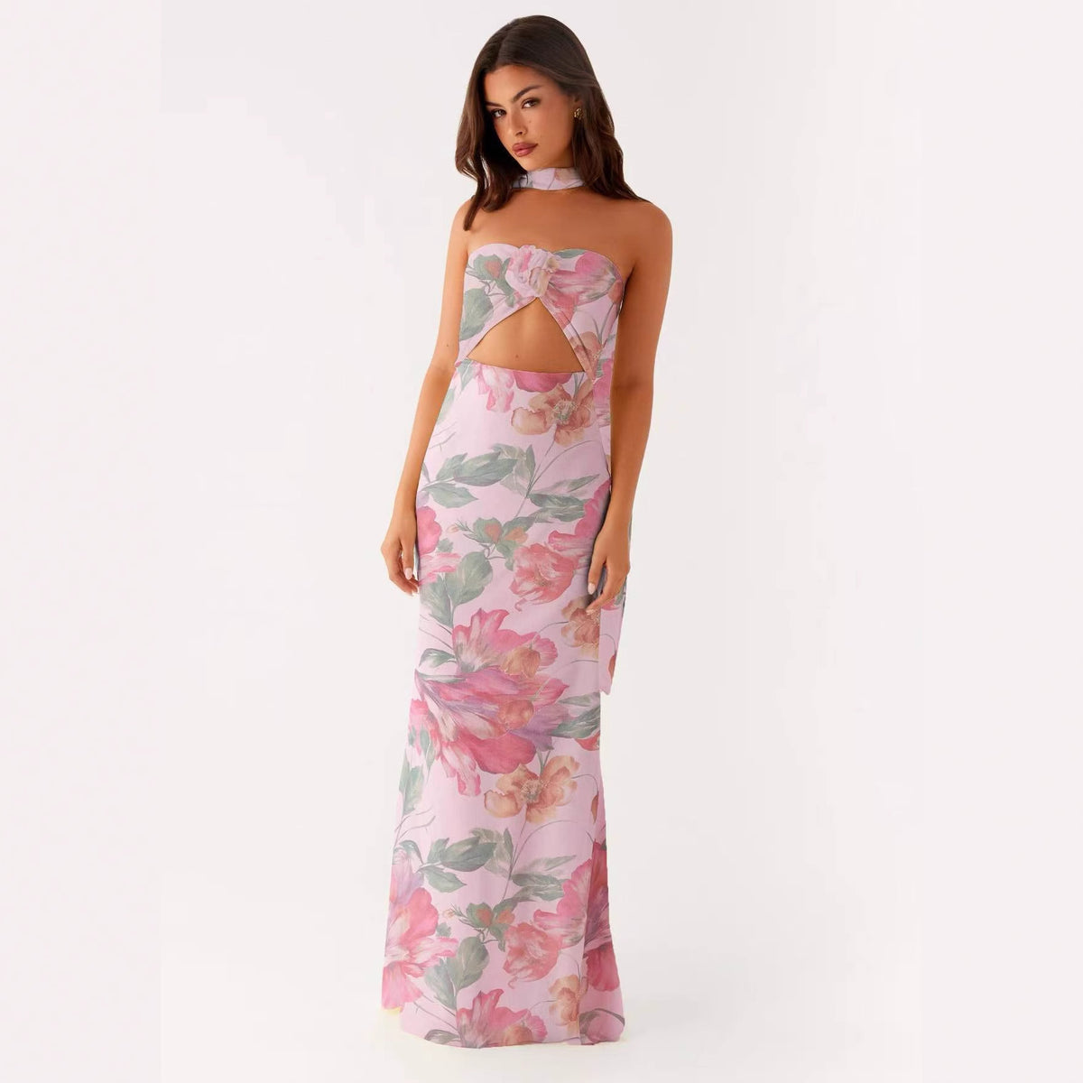 Floral Cut Out Backless Summer Dress