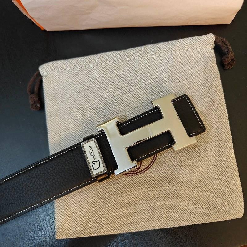 Hermès Black Leather Belt - Men&