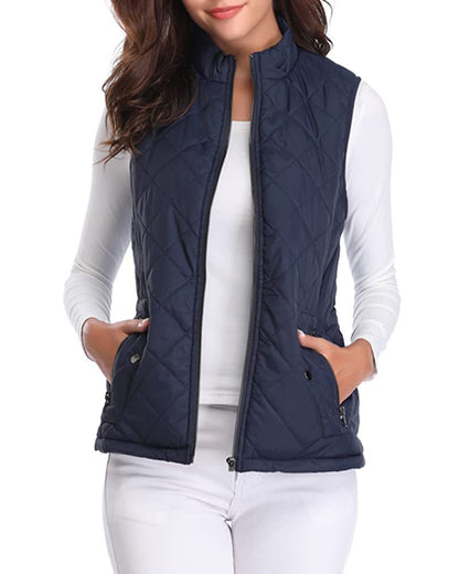 Quilted Stand Collar Cotton Vest