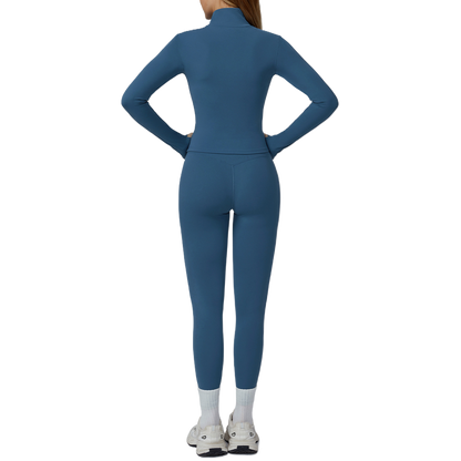 Womens Brushed Yoga Suit Set with Zipper