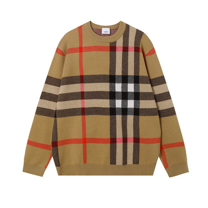 BURBERRY Check Technical Cotton Sweater In Archive Beige
