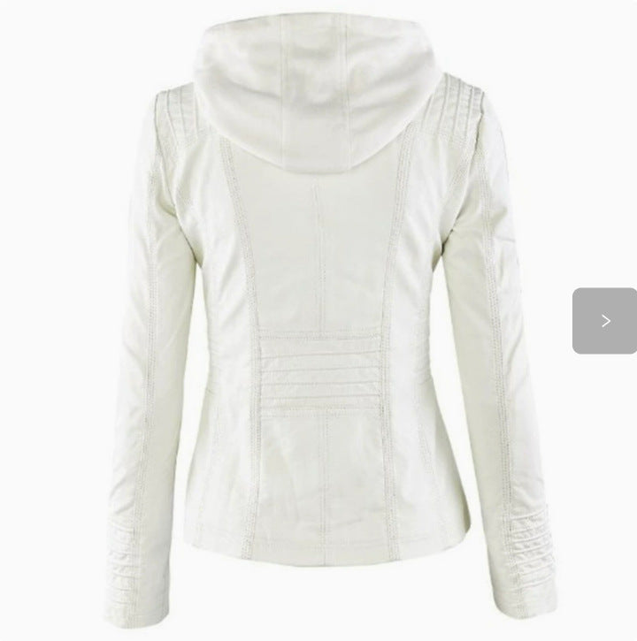 Womens PU Leather Motorcycle Jacket