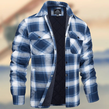 Men Plaid Thickened Cotton Hooded Jacket Coat