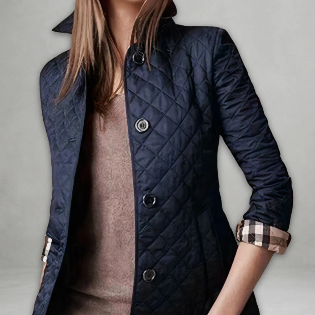 Slim Fit Quilted Jacket with Lapel Collar