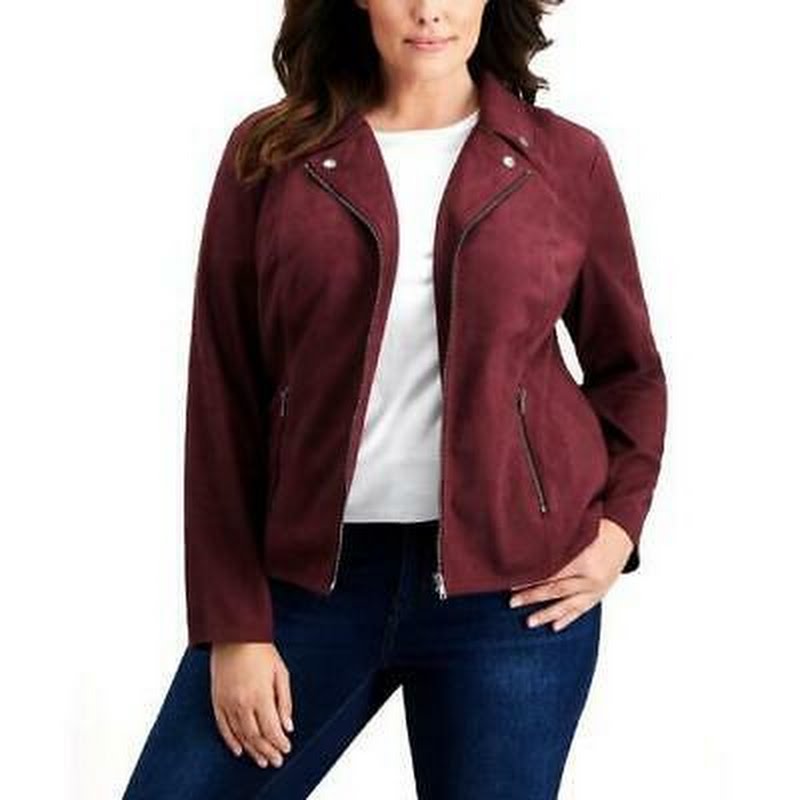 Style &amp; Co Plus Size Faux-Suede Jacket, 0X/Port