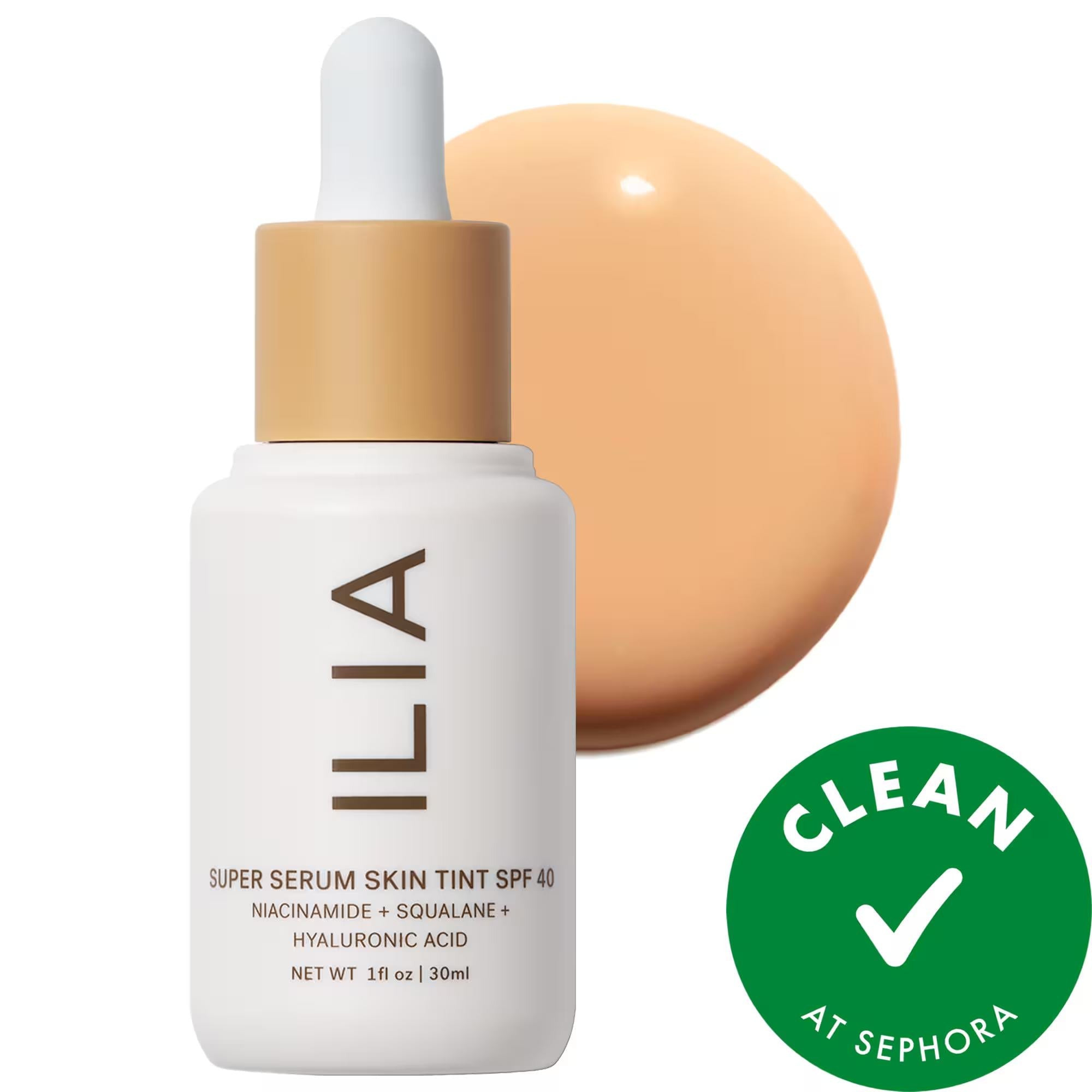 ILIA Super Serum Skin Tint SPF 40: Hydrating Foundation with Hyaluronic Acid &amp; Squalane - Dewy Coverage, Clean Beauty