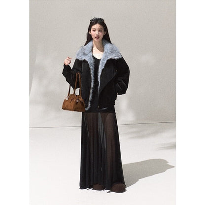 Womens Faux Fur Collar Winter Coat