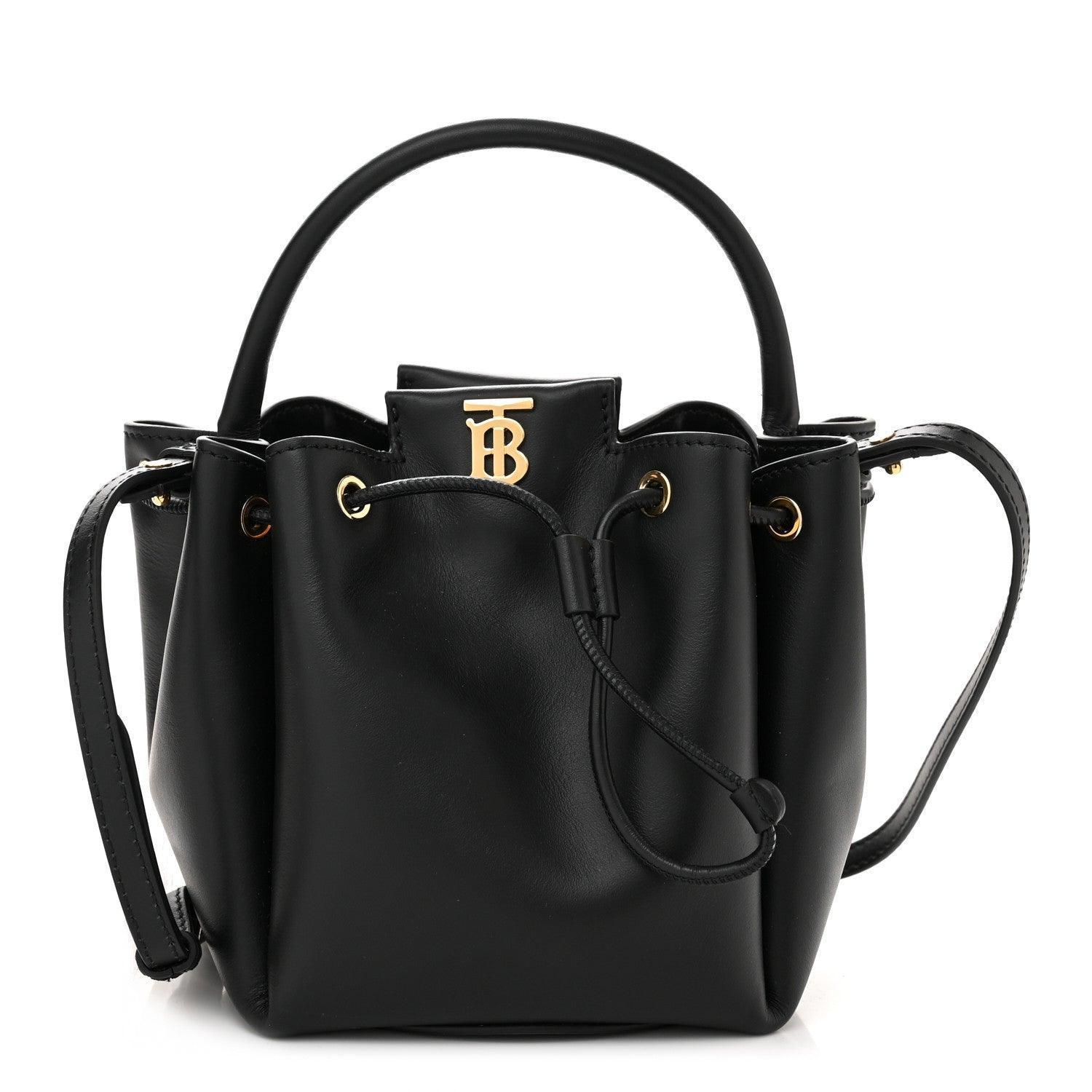 Burberry Calfskin Monogram Motif TB Bucket Black