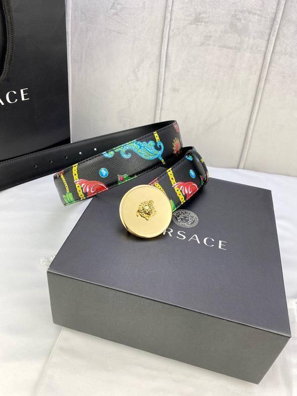 Versace MEDUSA BIGGIE ENAMEL LEATHER BELT