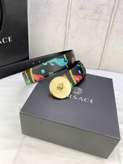 Versace MEDUSA BIGGIE ENAMEL LEATHER BELT