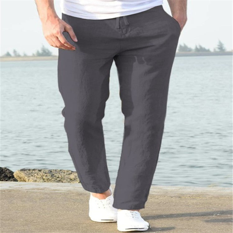 Mens Cotton Linen Casual Pants