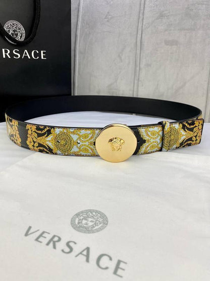 Versace MEDUSA BIGGIE ENAMEL LEATHER BELT