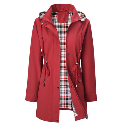 Womens Waterproof Windbreaker with Plaid Lining