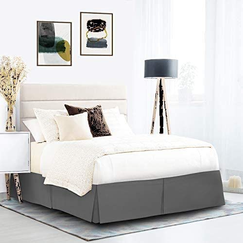 Pleated Bed Skirt, Easy Fit Bed Skirt, 14 Inch Tailored Drop Bed Skirt