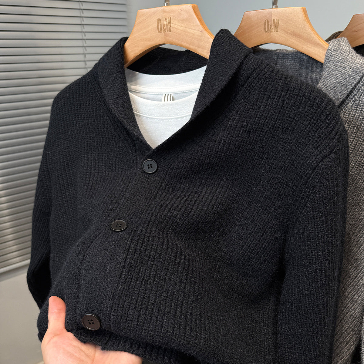 Men Baseball Collar Sweater Jacket Thick Korean Style Casual Cardigan