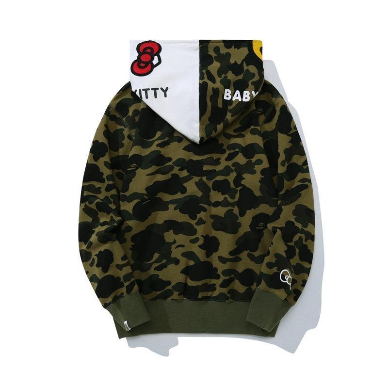 BAPE Sanrio Milo Hello Kitty Split Face 1st Camo Full Zip Hoodie A Bathing Ape Green