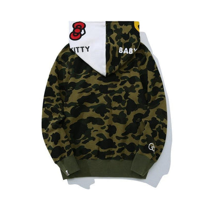 BAPE Sanrio Milo Hello Kitty Split Face 1st Camo Full Zip Hoodie A Bathing Ape Green