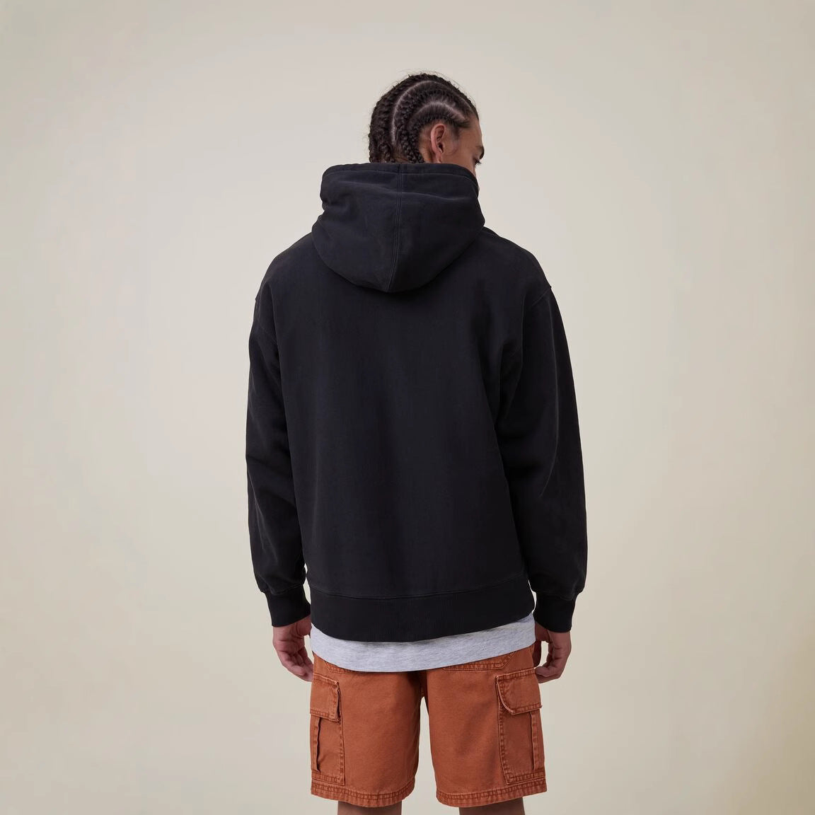 Mens Womens Drop Shoulder Hoodie Casual Fleece Lined Solid Color Sweatshirt