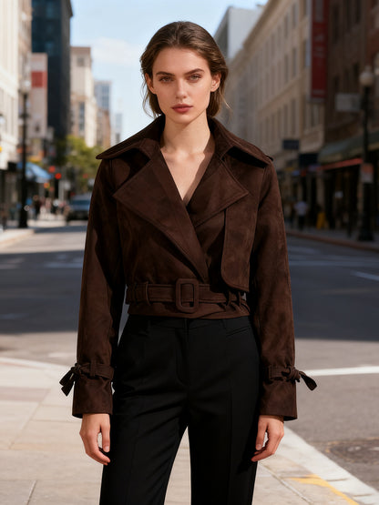 Retro Tie-Waist Women Jacket