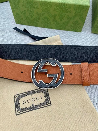 GUCCI Embellished coated-canvas and leather belt &
