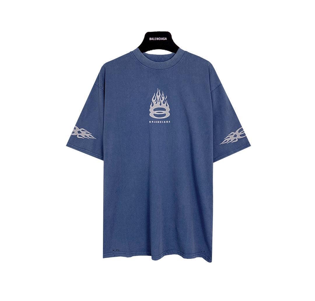Balenciaga Light Blue T-Shirt Without Collar