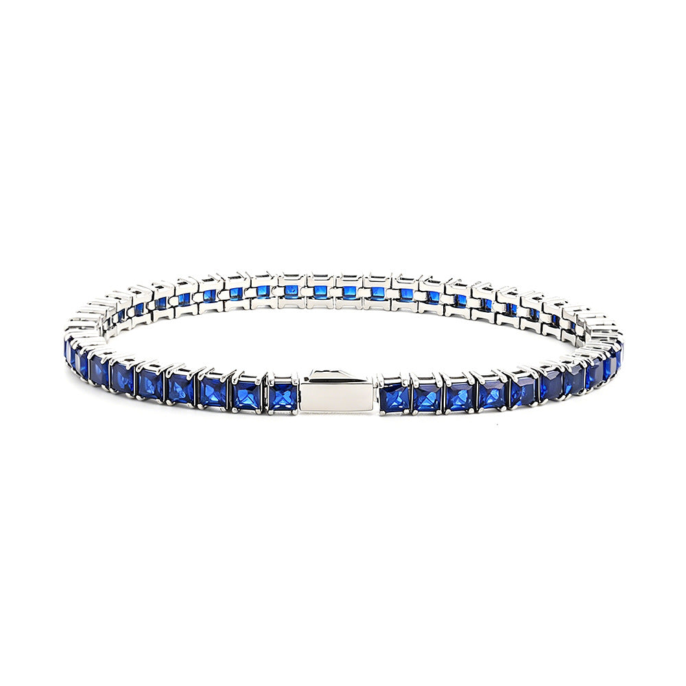 Stainless Steel Tennis Chain Bracelet Square Zircon Light Luxury Jewelry