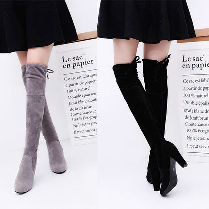 Above-knee boots with high heels