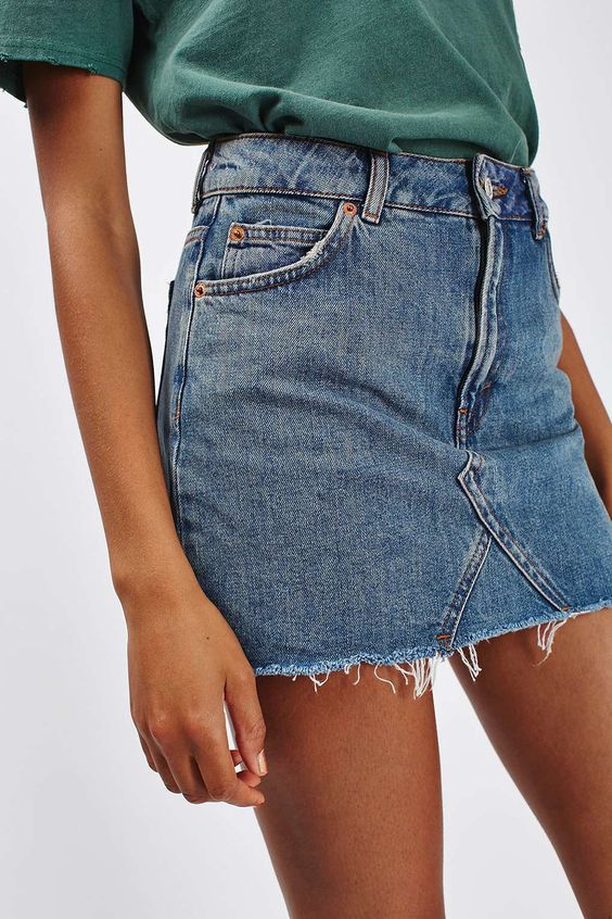 Katzenfransen-Jeans-A-Linien-Latzrock