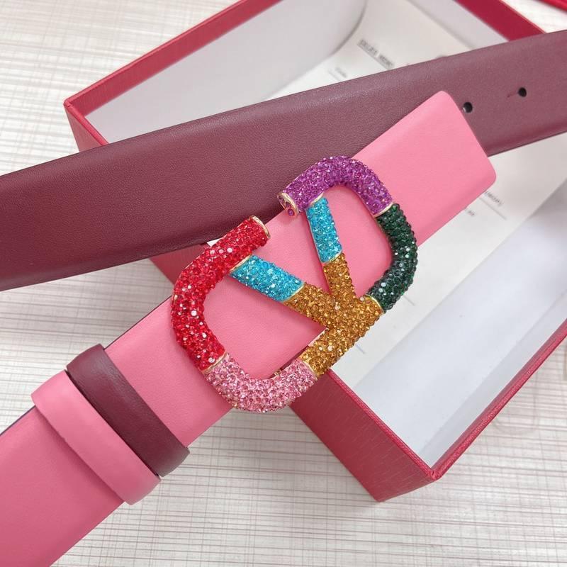 VALENTINO GARAVANI V logo Rainbow Reversible Leather Belt &