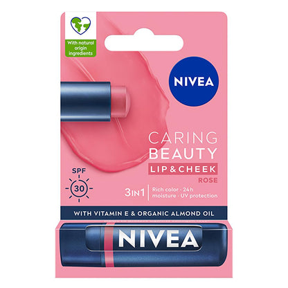 NIVEA Colored Lip Care Cream with SPF30 UV Protection - Moisturizing, Natural Ingredients, 3-in-1 Formula