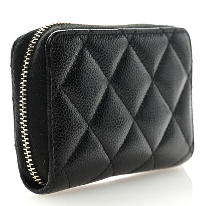 Chanel  Caviar Quilted Multi Chain CC Zip Coin Purse Black