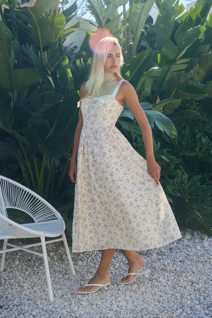 Floral Sweetheart Midi Dress