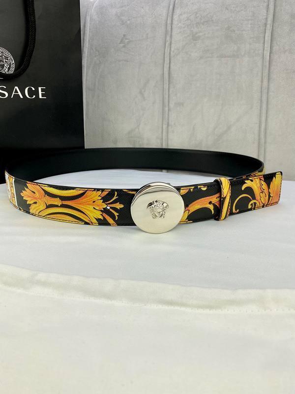 Versace MEDUSA BIGGIE ENAMEL LEATHER BELT