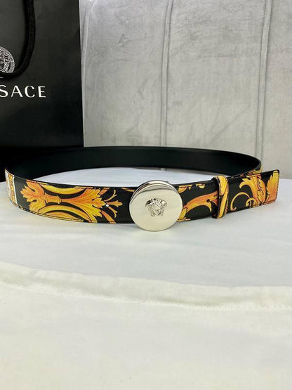 Versace MEDUSA BIGGIE ENAMEL LEATHER BELT