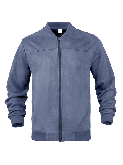 Mens Suede Stand Collar Zipper Jacket