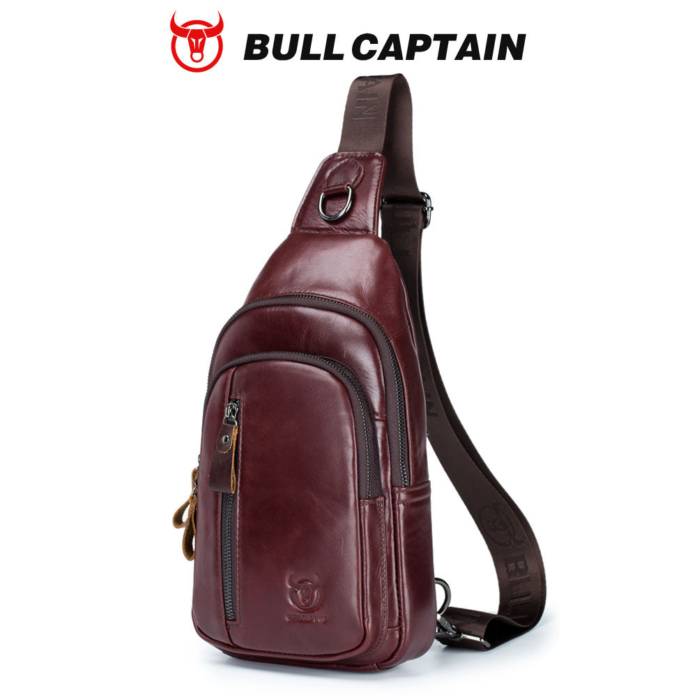 Mens Genuine Leather Crossbody Chest Bag