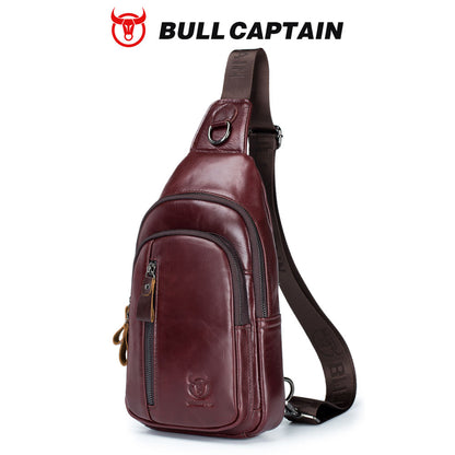 Mens Genuine Leather Crossbody Chest Bag