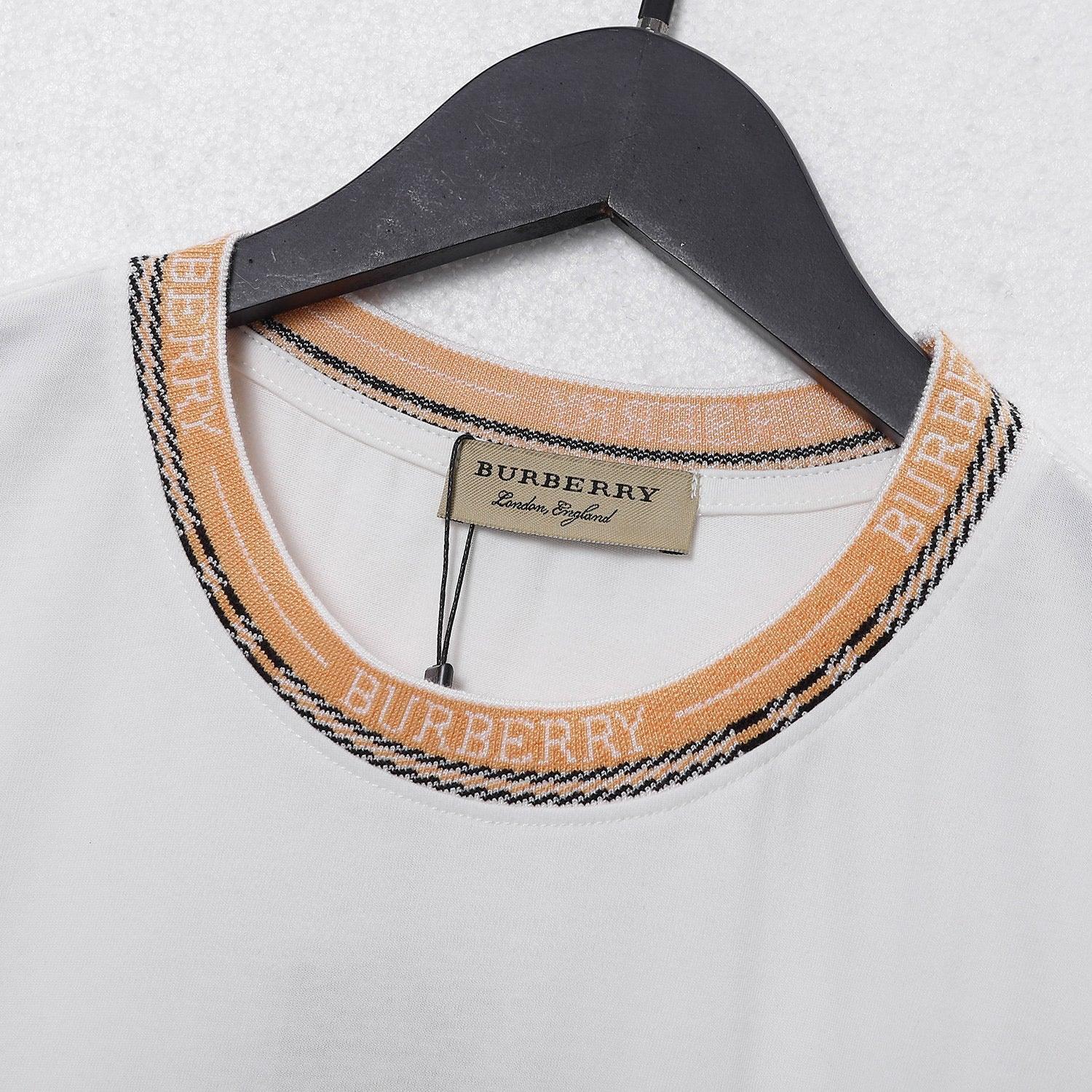 Burberry Crew Neck T-Shirt White &amp; Beige | Premium Cotton Comfort