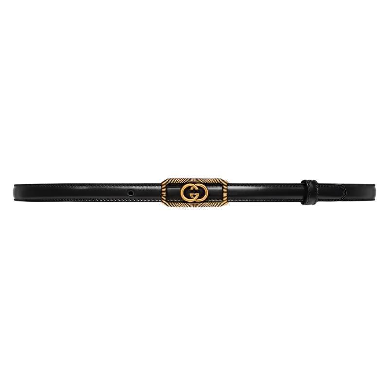 GUCCI Embellished coated-canvas and leather belt &