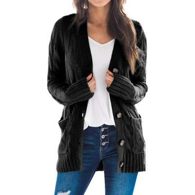 Womens Cable Knit Button Cardigan