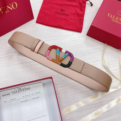 VALENTINO GARAVANI V logo Rainbow Reversible Leather Belt &