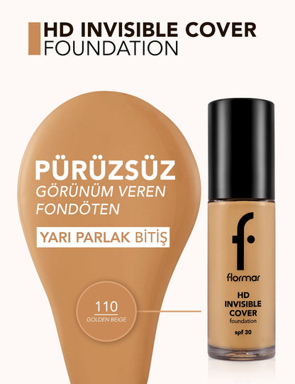 Flormar Invisible Cover HD Semi-Dewy SPF30 Foundation 30ml