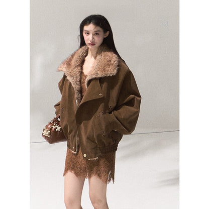 Womens Faux Fur Collar Winter Coat