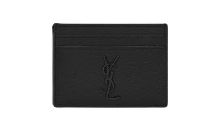 SAINT LAURENT Mini Leather Card Holder with Logo Detail