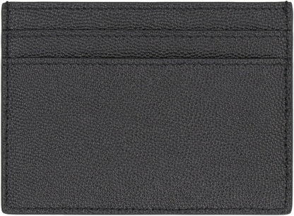 SAINT LAURENT Mini Leather Card Holder with Logo Detail