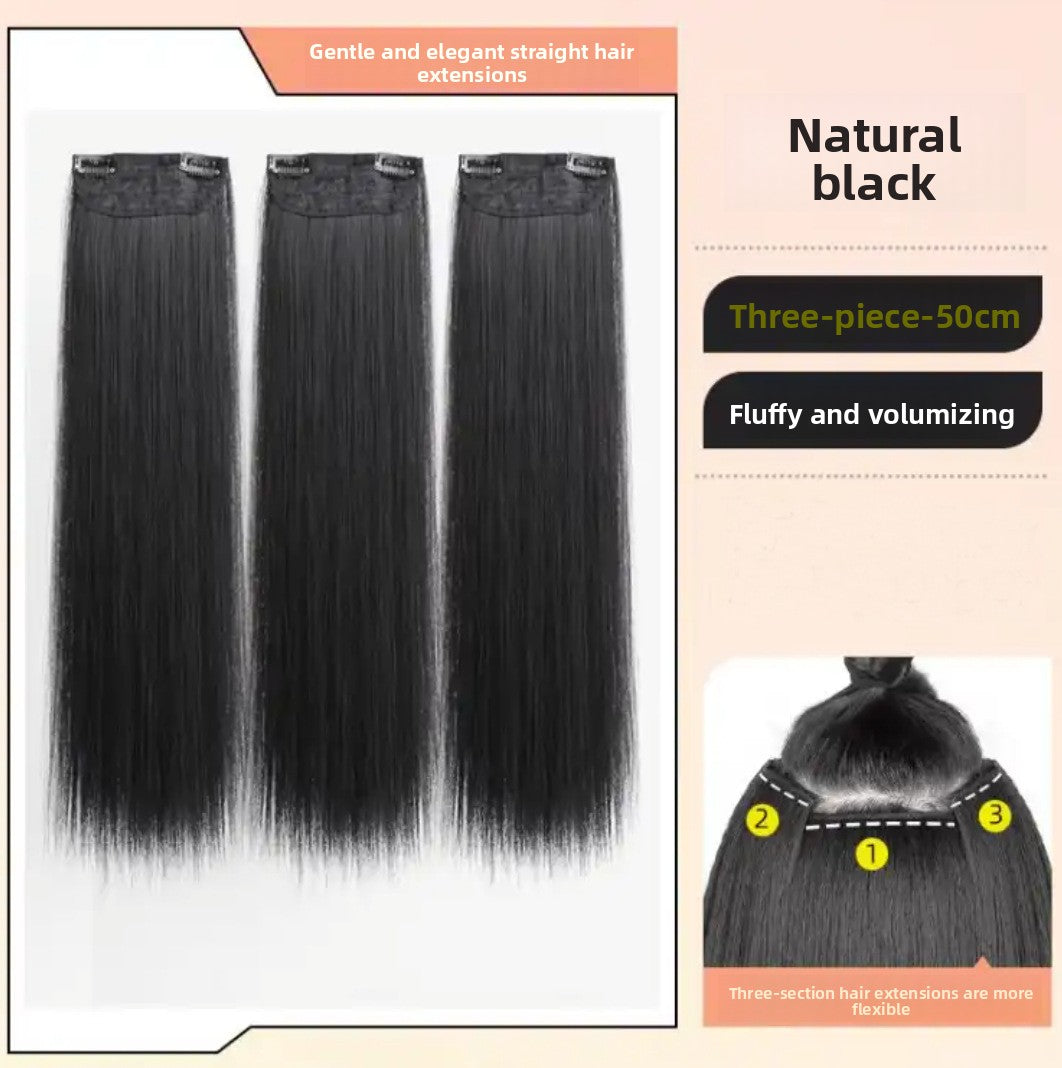 Long Straight Hair Extensions Three-Piece Set
