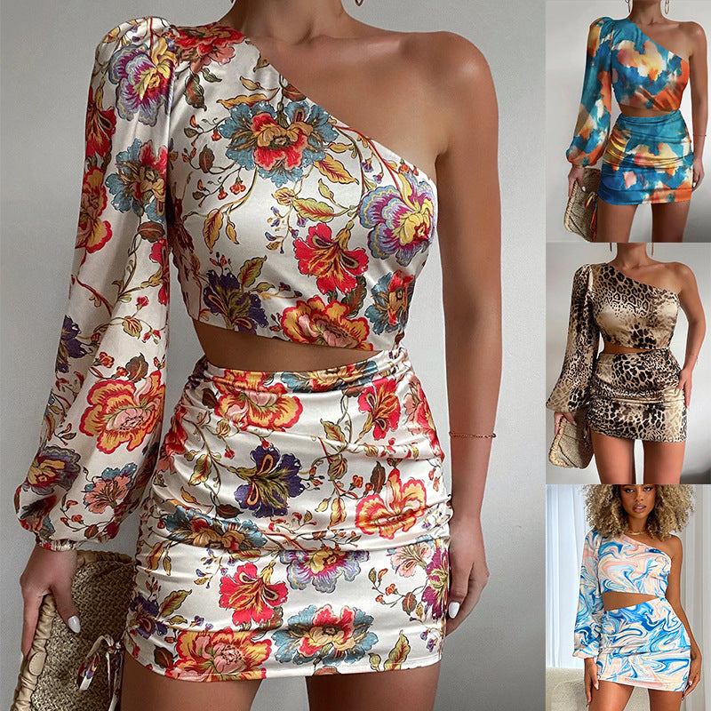 Diagonal Shoulder Flowy Summer Dress